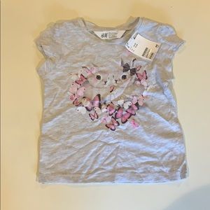H&M girl top with bunnies and butterflies